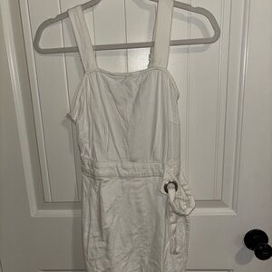 White Sleeveless Dress with Belt